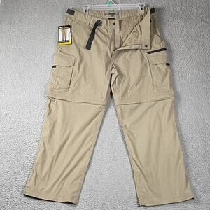 BC Clothing Convertible Cargo Pants Men's 2XL X 30 Tan Zip Off Hiking New